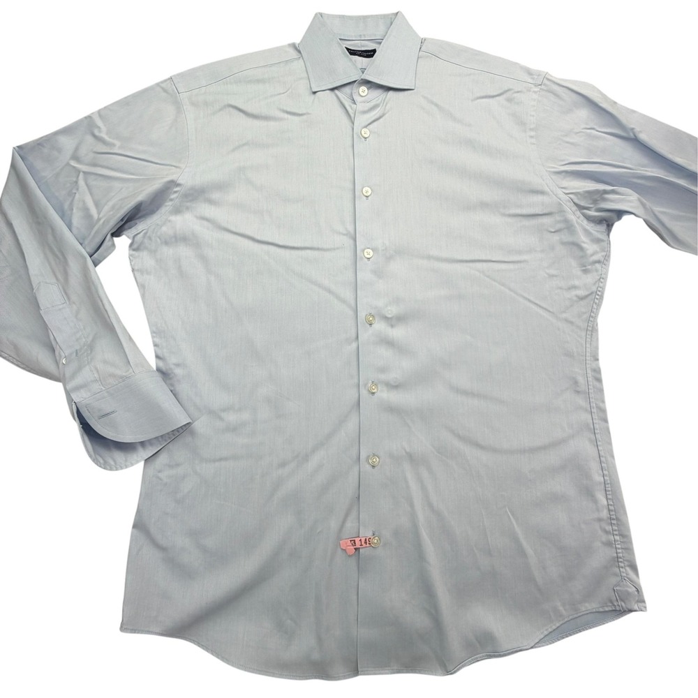 Proper Cloth Shirt Mens 16 - 36 Classic Blue Long Sleeve Spread Collar Button Up